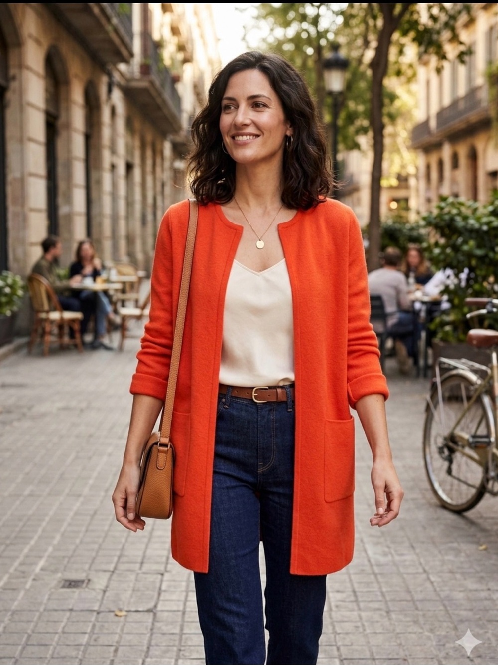 J. Crew Orange Crewneck Knit Cardigan